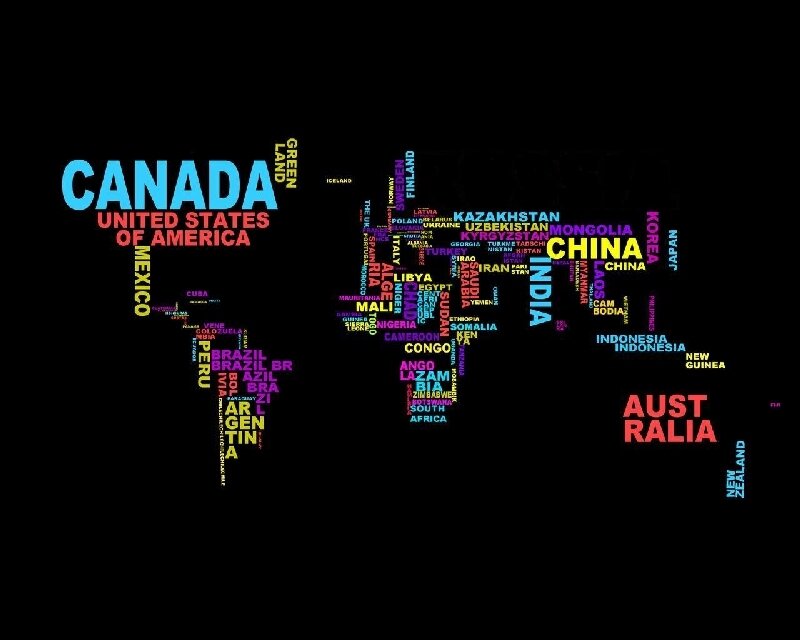 World Map from Country Names — Black