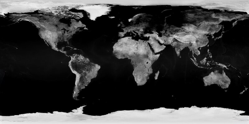 World Map from Space — Black, Neutral
