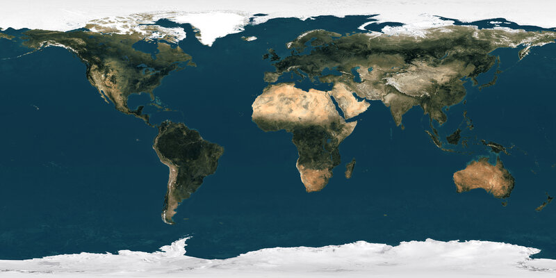 World Map from Space — Blue, Neutral, Photograph, Continents, Oceans