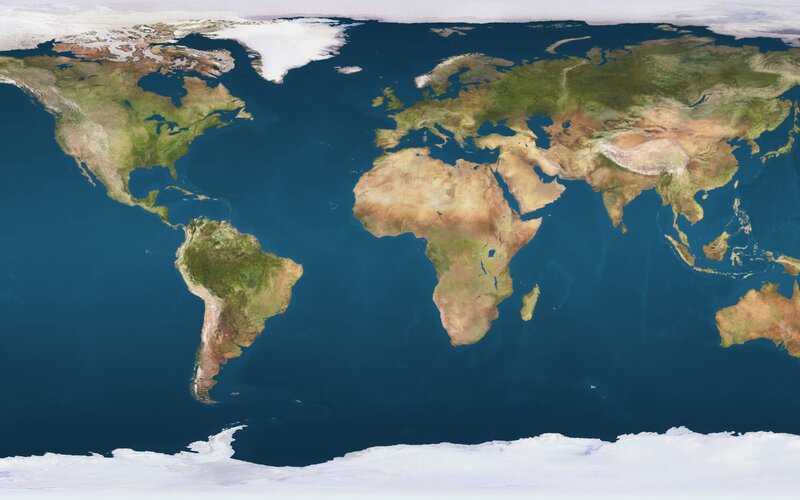 World Map from Space — Blue, Neutral