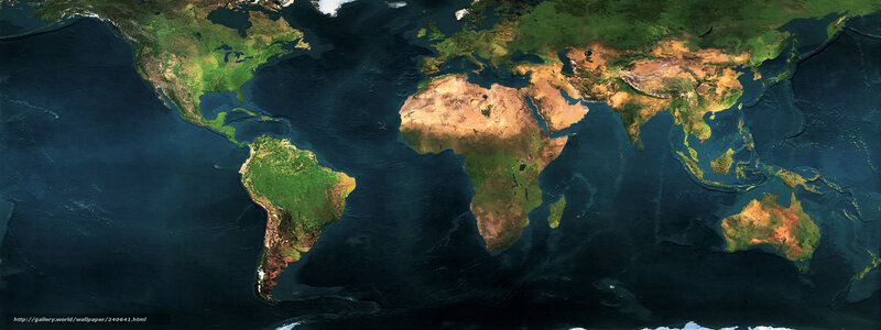 World Map from Space — Green, Neutral, Photograph, Continents