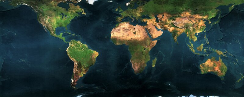 World Map from Space — Green, Neutral