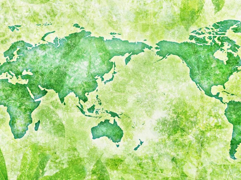 World Map Illustration — Green, Calm, Continents