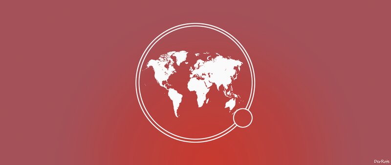 World Map in Circle — Red