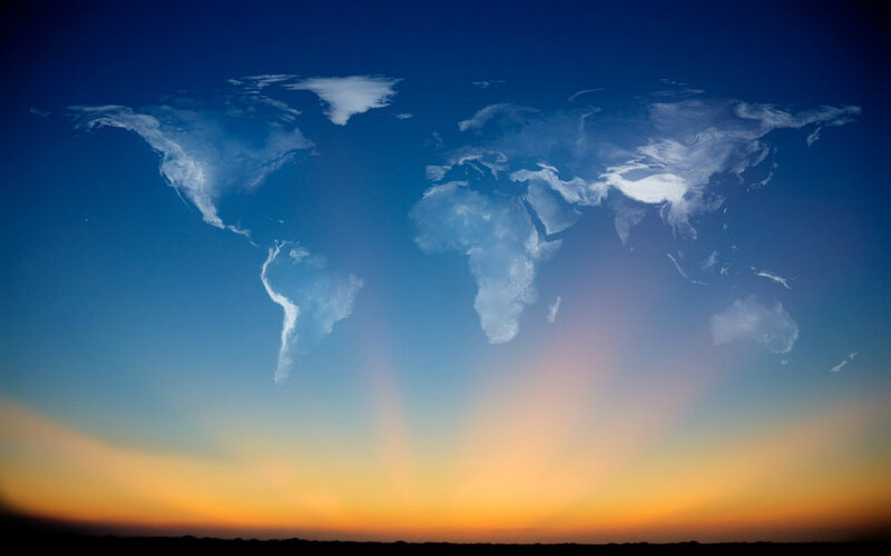 World Map in Clouds