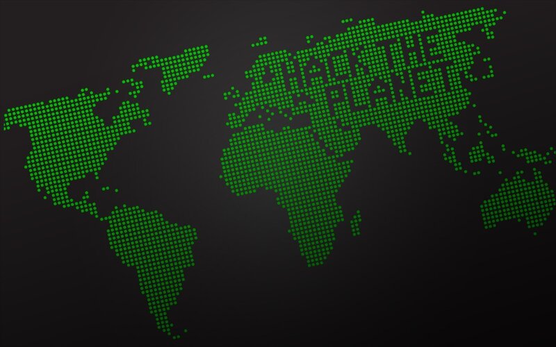 World Map in Green Dots