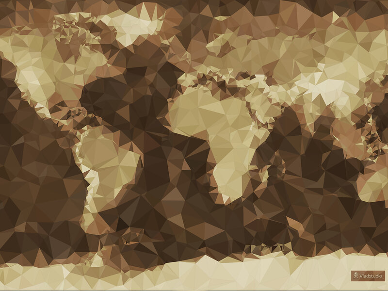 World Map in Low Poly Style