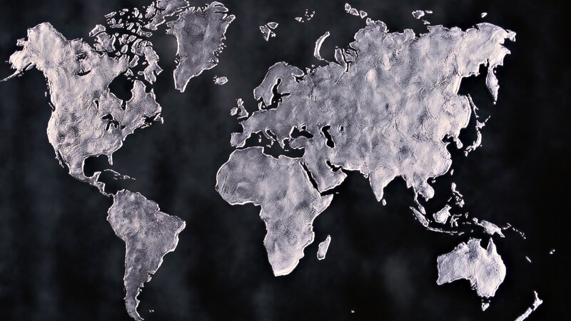 world map in metallic texture