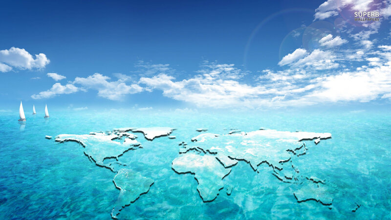 World Map in Ocean