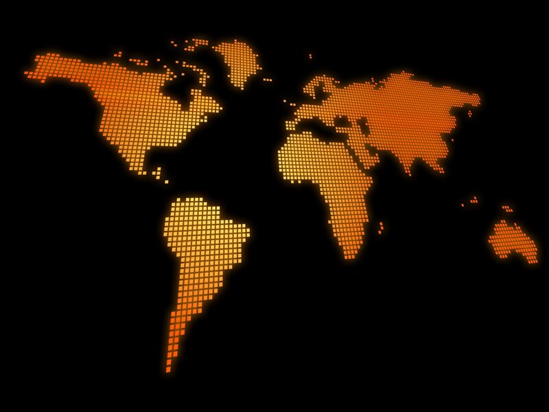 World Map in Pixel Art — Orange