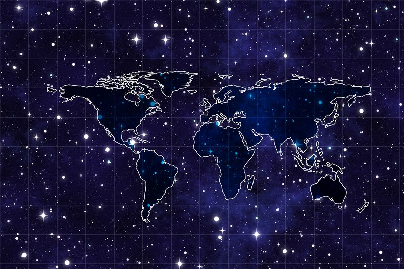 world map in starry space