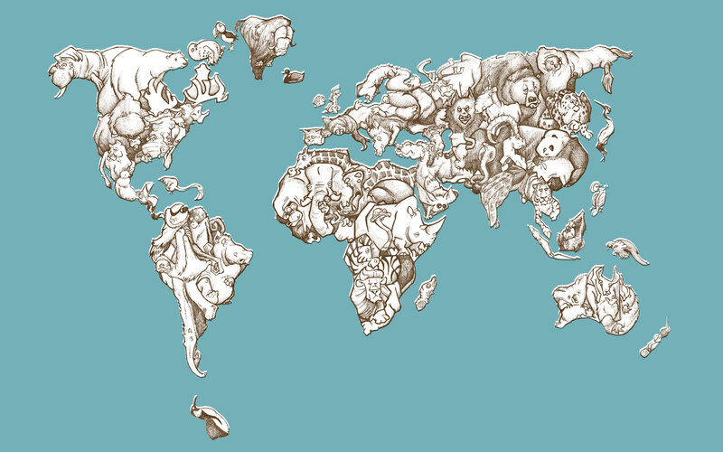 World Map Made of Animals