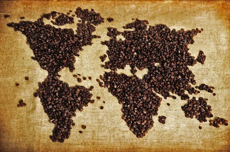 World Map Made of Coffee Beans — Brown