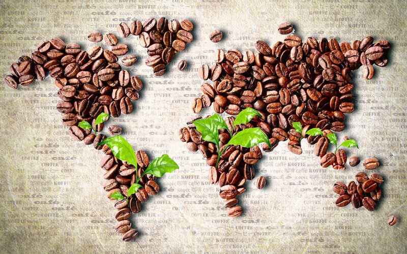 World Map Made of Coffee Beans