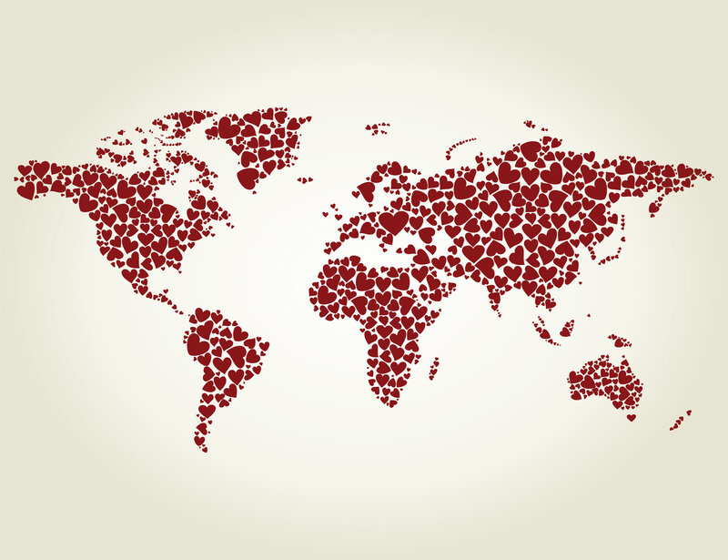 World Map Made of Hearts