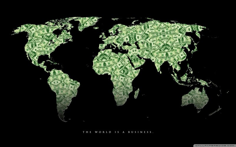 World Map Made of Money — Black