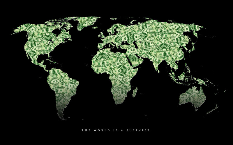 world map made of money