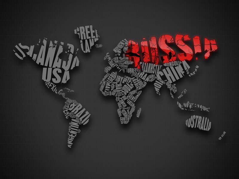 World Map Made of Text — Black, Dramatic, Illustration