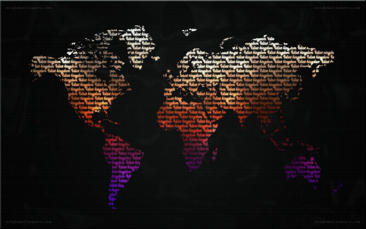 World map made of text