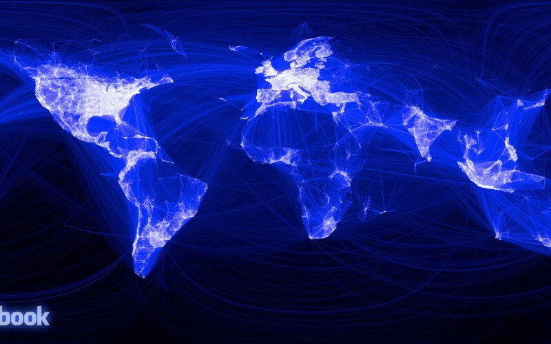 World Map Network — Blue, Technological, Digital Art, Network Lines