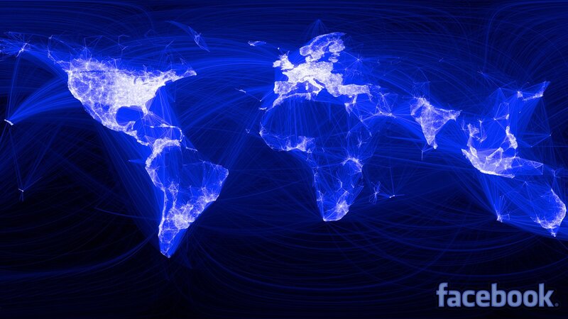 World Map Network Visualization — Blue, Technological, Digital Art
