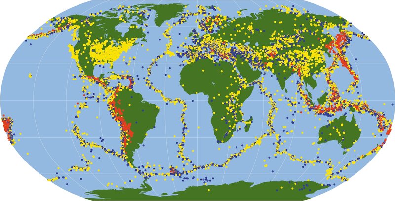 World map of earthquake activity