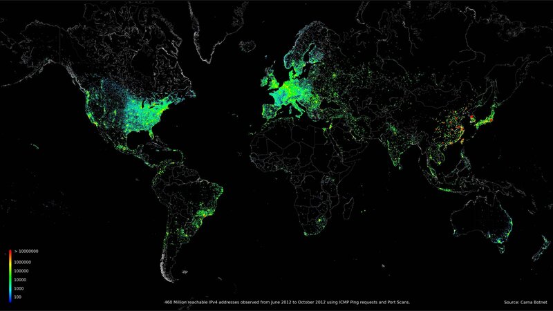 World Map of IPv4 Addresses