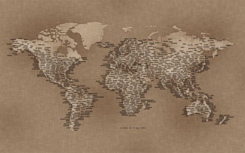 World map of small towns