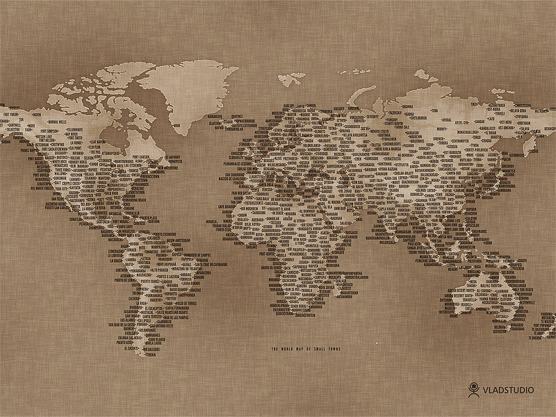 World map of small towns