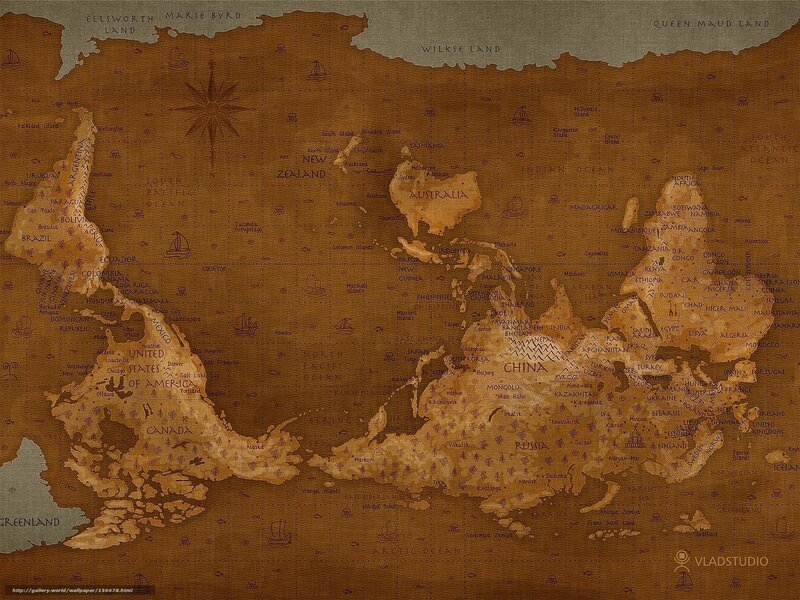 World Map on Aged Paper — Brown, Ancient