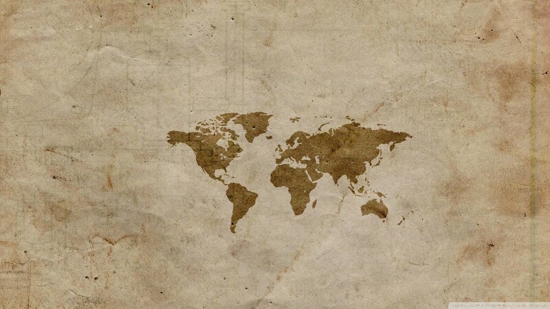 World Map on Aged Paper — Brown, Vintage