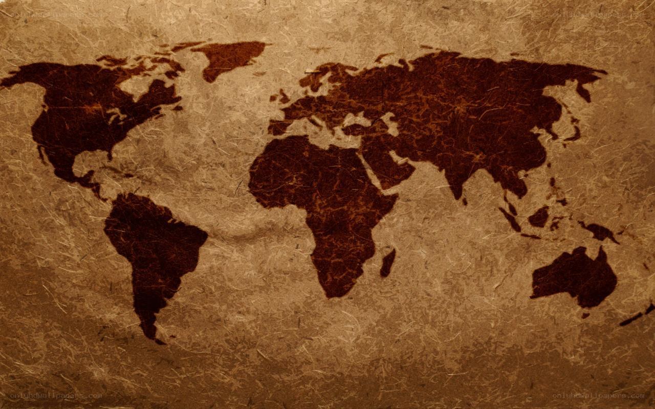 world map on aged paper