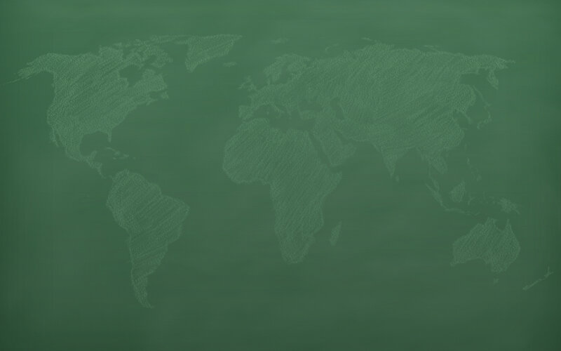 world map on chalkboard