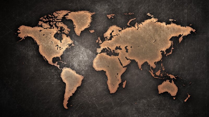 World Map on Dark Background — Black, Dramatic