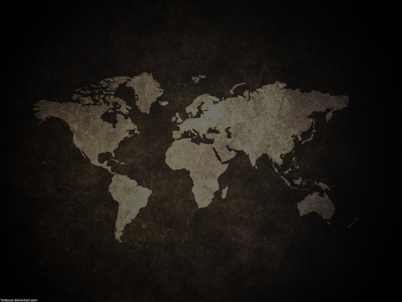 World Map on Dark Background — Black, Illustration