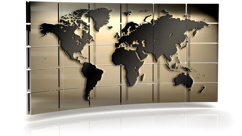 World Map on Glass Panels