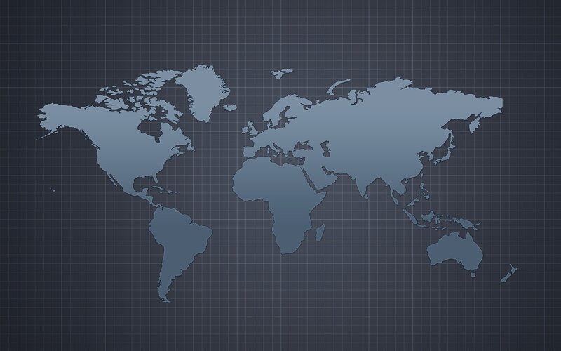 World Map on Grid — Gray