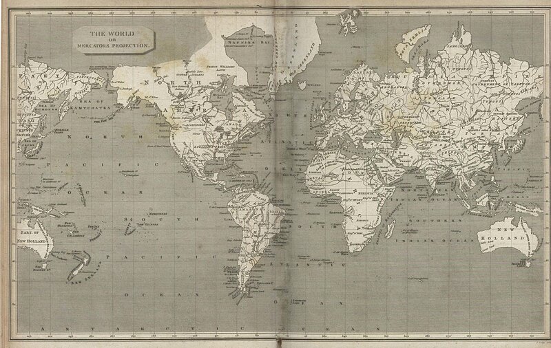 World map on Mercator projection