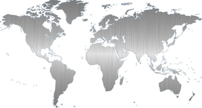 World Map on Metal — Silver