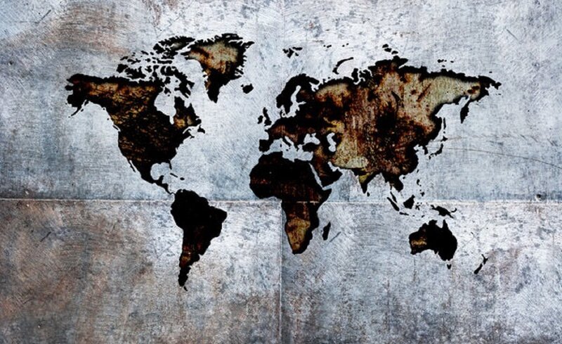 World Map on Metal