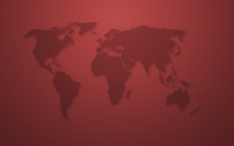 world map on red background