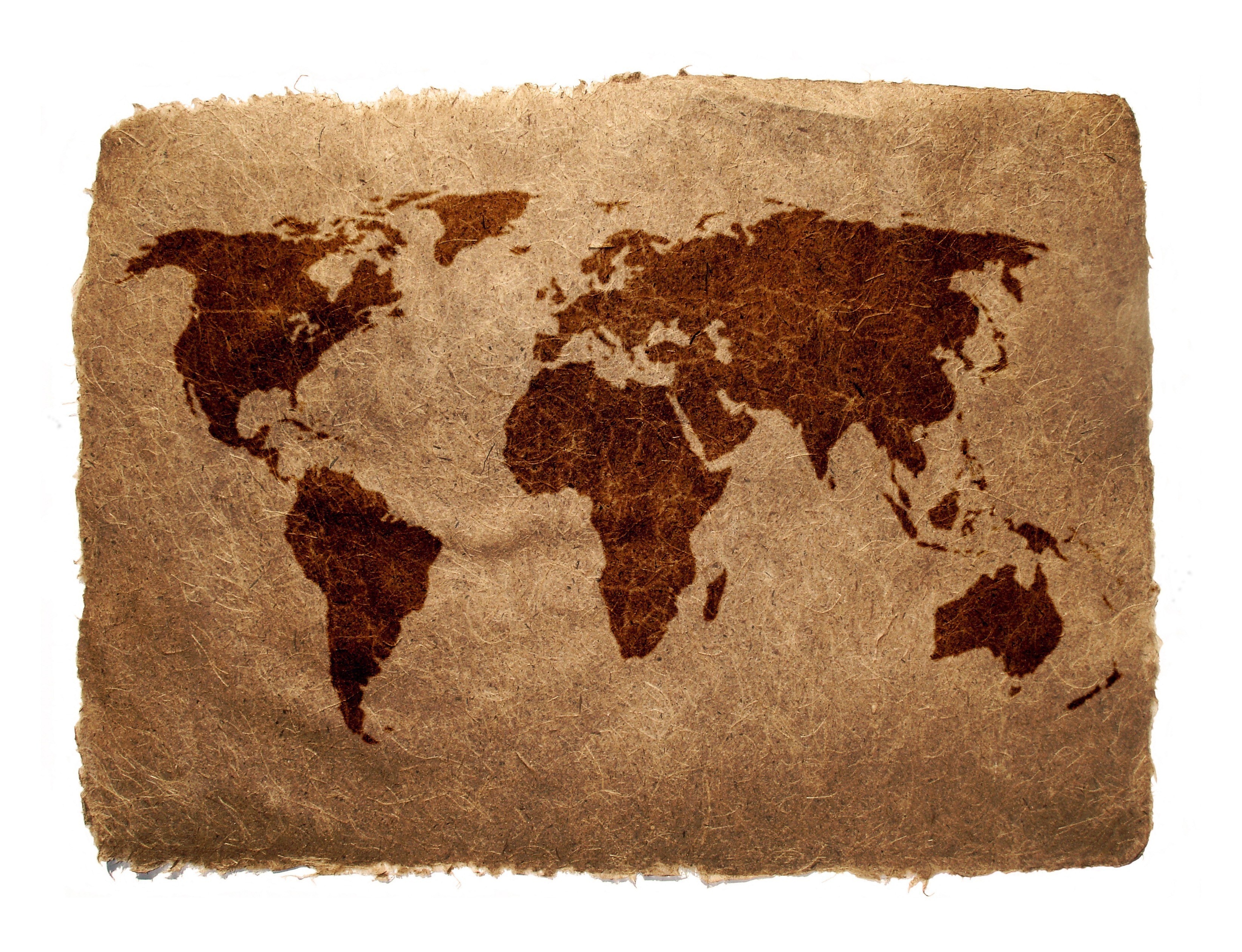 world map on textured paper