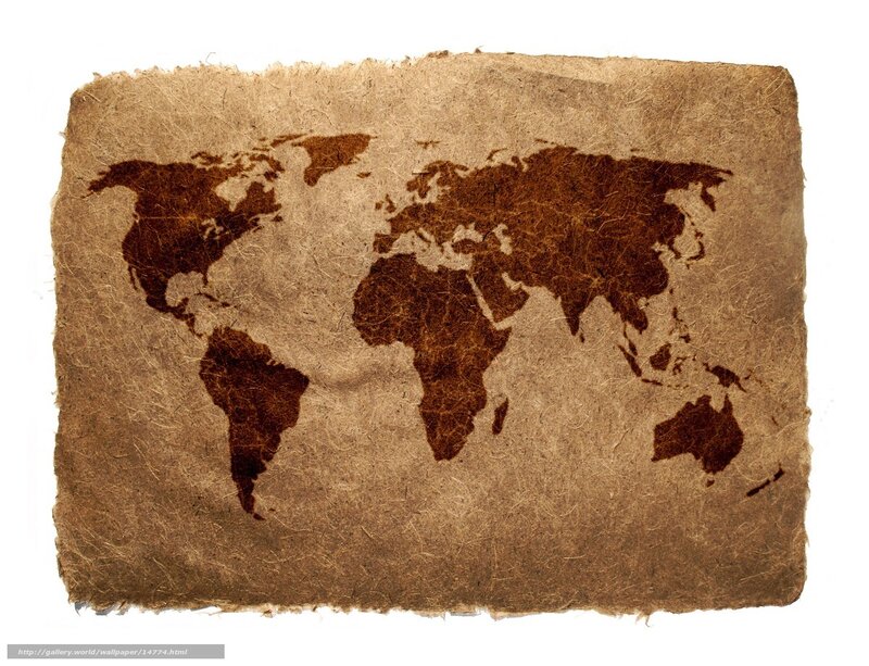 world map on textured paper