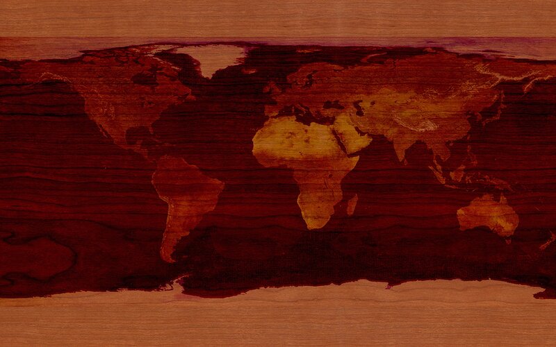 World Map on Wood
