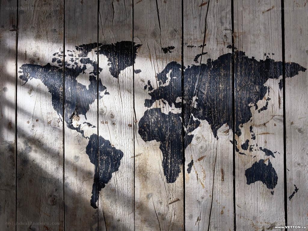 world map on wooden wall