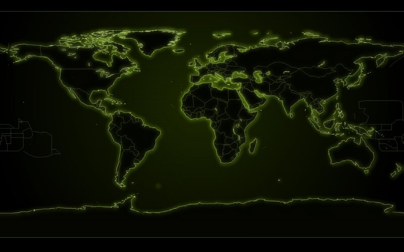 World Map Outline — Black, Dark