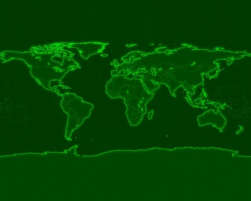 World Map Outline — Green