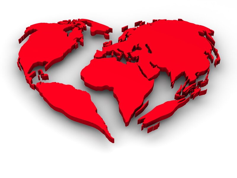World Map Shaped Like Heart