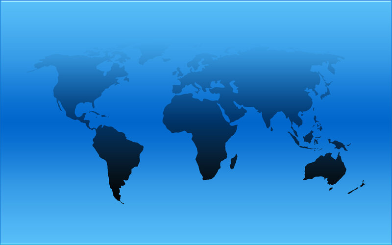 World Map Silhouette — Blue, Neutral