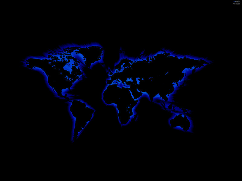 World Map Silhouette — Blue